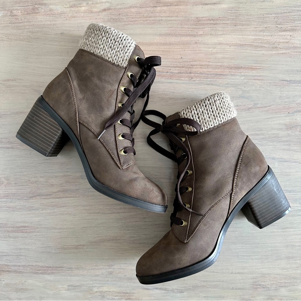 Call It Spring Brown Sweater Booties - Size 7.5